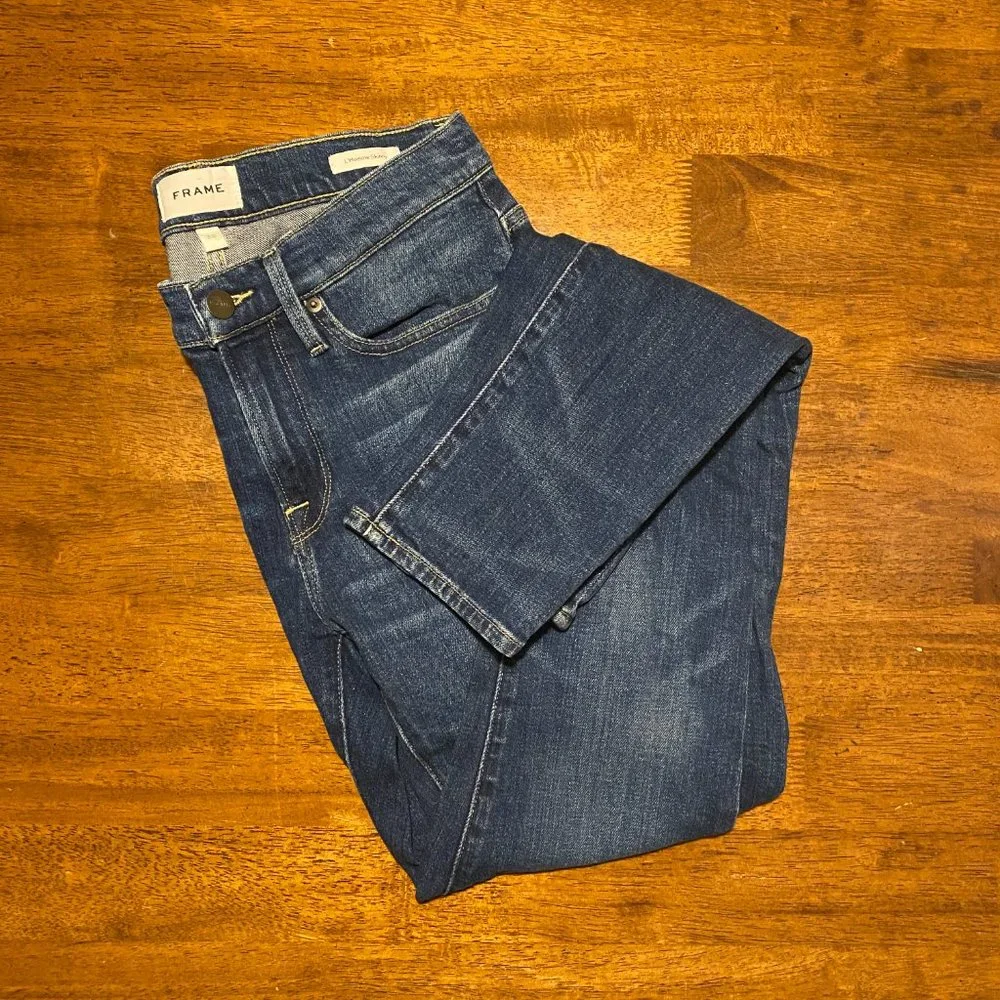 Frame Denim Mens L'Homme Skinny Jeans Mid-Rise, Semi-Dark Jenson Wash Sz 29